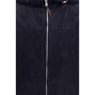 Chaqueta azul de cuero de becerro Bos Taurus