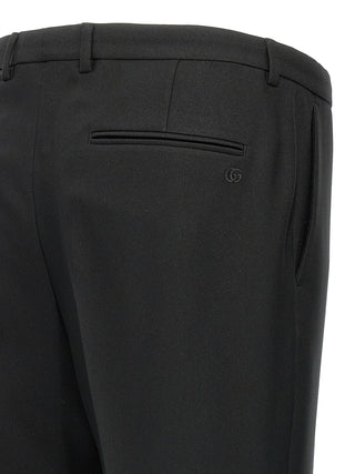 Black Polyester Casual Pants