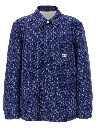 Blue Cotton Biker Jacket
