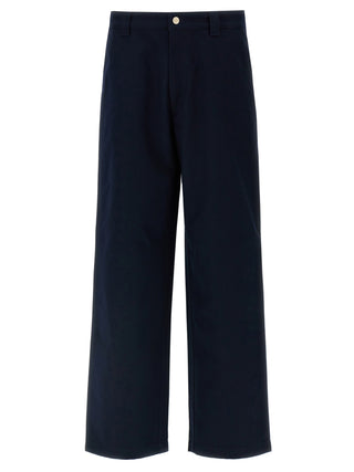 Blue Cotton Casual Pants