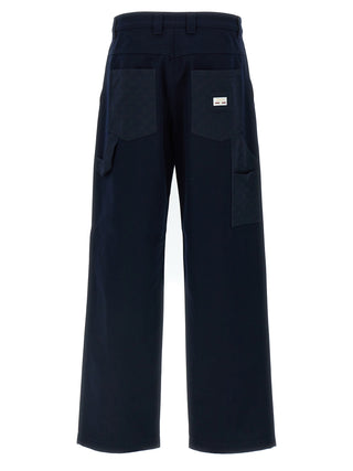 Blue Cotton Casual Pants
