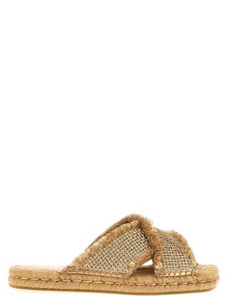 Gold Textile Slides
