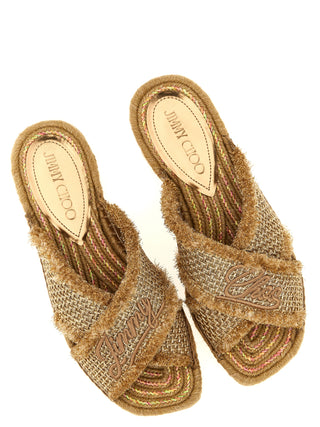 Gold Textile Slides