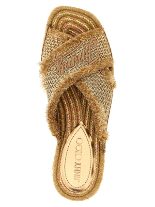 Gold Textile Slides