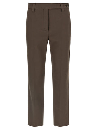Brown Cotton Casual Pants