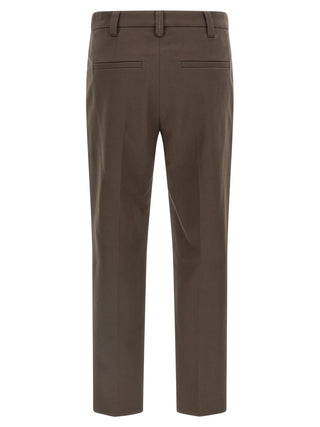 Brown Cotton Casual Pants