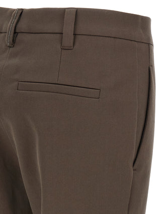 Brown Cotton Casual Pants