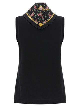 Black Cotton Sleeveles T-Shirt