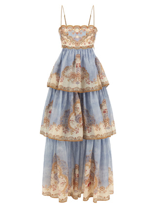 Blue Cotton Long Dress
