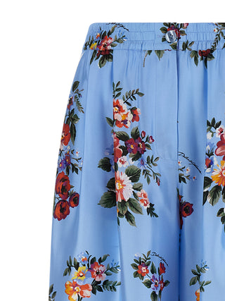 Blue Silk Casual Pants