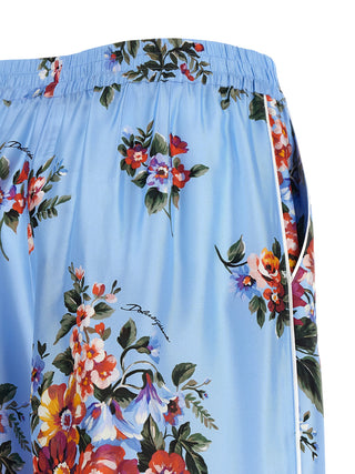 Blue Silk Casual Pants