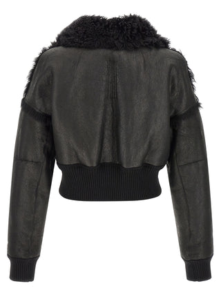 Black Lamb Fur Leather Jacket