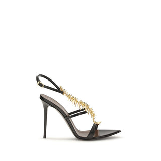 Sandalias de tacón stiletto de piel de becerro negra Bos Taurus