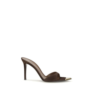 Sandalias de tacón stiletto de cuero de becerro marrón Bos Taurus
