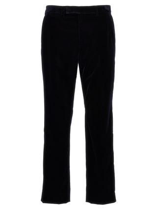 Blue Cotton Casual Pants