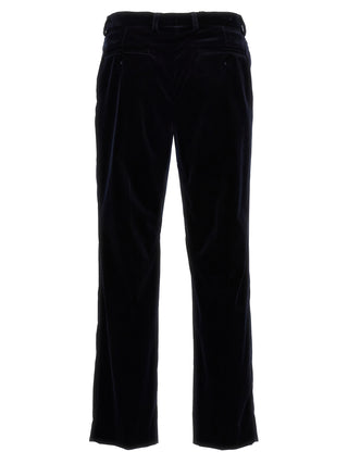 Blue Cotton Casual Pants