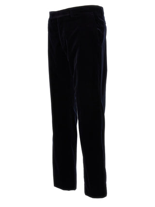 Blue Cotton Casual Pants