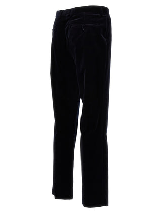 Blue Cotton Casual Pants