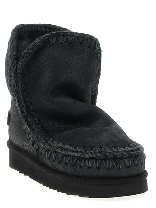 Black Lamb Leather Ankle Boots