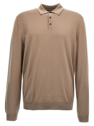 Beige Virgin Wool Polo Shirt