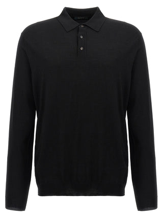 Black Virgin Wool Polo Shirt