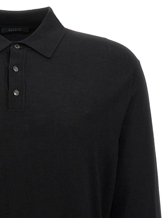Black Virgin Wool Polo Shirt