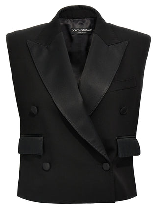 Black Silk Sleeveless Jacket