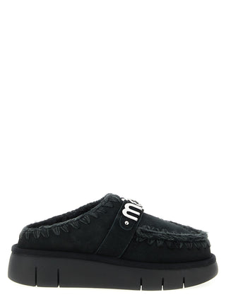 Black Lamb Leather Clogs