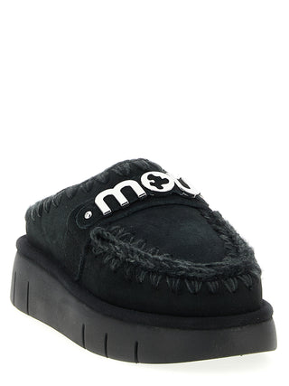 Black Lamb Leather Clogs