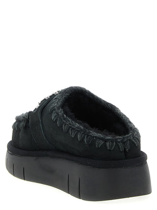Black Lamb Leather Clogs