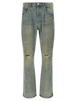 Blue Cotton Flared Jeans