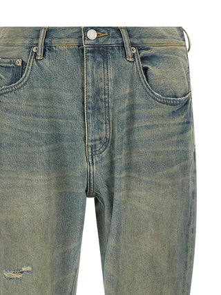 Blue Cotton Flared Jeans
