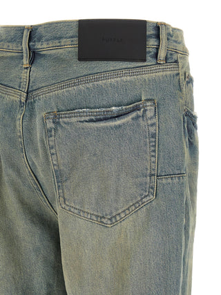 Blue Cotton Flared Jeans