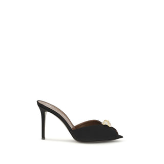 Sandalias de tacón stiletto de piel de becerro negra Bos Taurus
