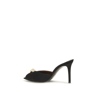 Black Calf Leather Bos Taurus Stiletto Heel Sandals
