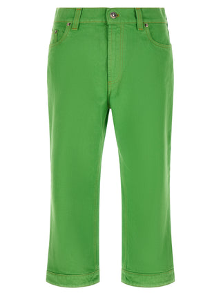 Bicolor Cotton Cropped Jeans