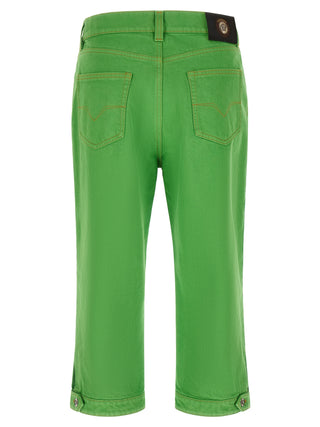 Bicolor Cotton Cropped Jeans