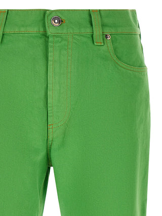 Bicolor Cotton Cropped Jeans