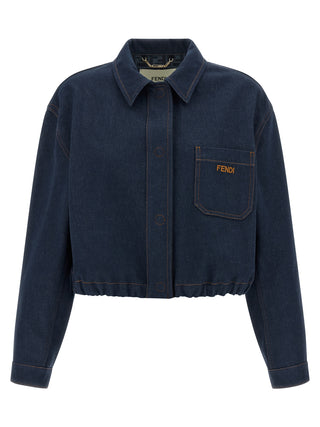 Chaqueta azul de mezclilla de algodón