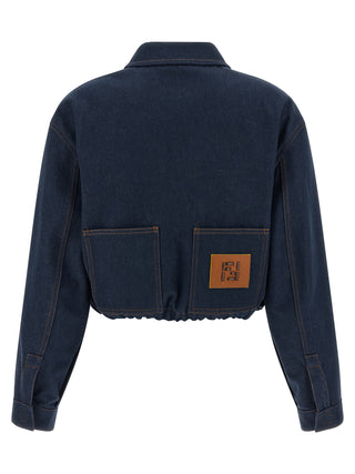 Chaqueta azul de mezclilla de algodón