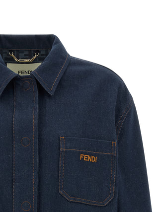 Chaqueta azul de mezclilla de algodón