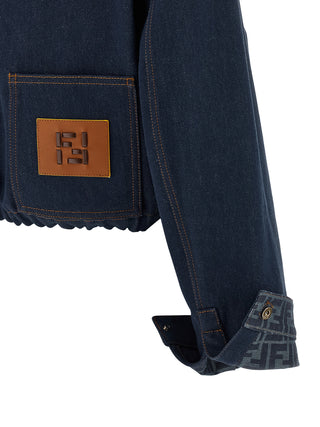 Chaqueta azul de mezclilla de algodón