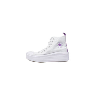 White Fabric Platform Sneakers