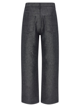 Gray Linen Straight-Leg Jeans