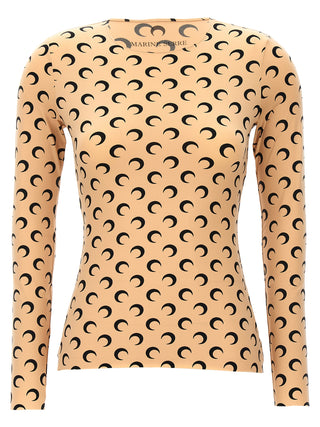 Camisa beige de poliamida con estampado