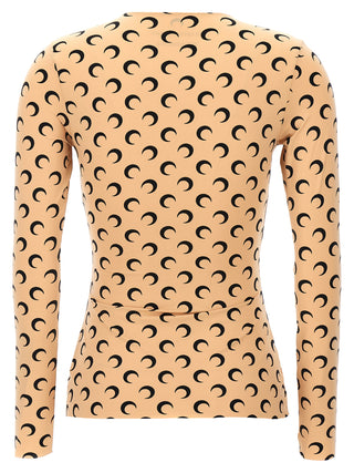 Camisa beige de poliamida con estampado