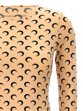 Camisa beige de poliamida con estampado