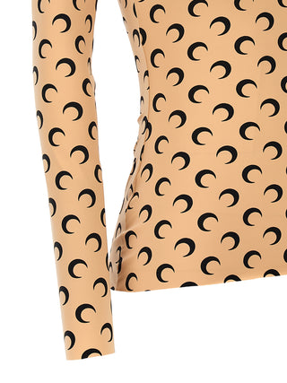 Camisa beige de poliamida con estampado