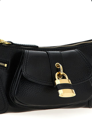 Black Calfskin Shoulder Bag