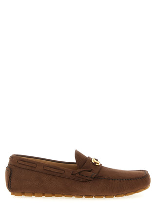 Brown Calfskin Slip-On Loafers
